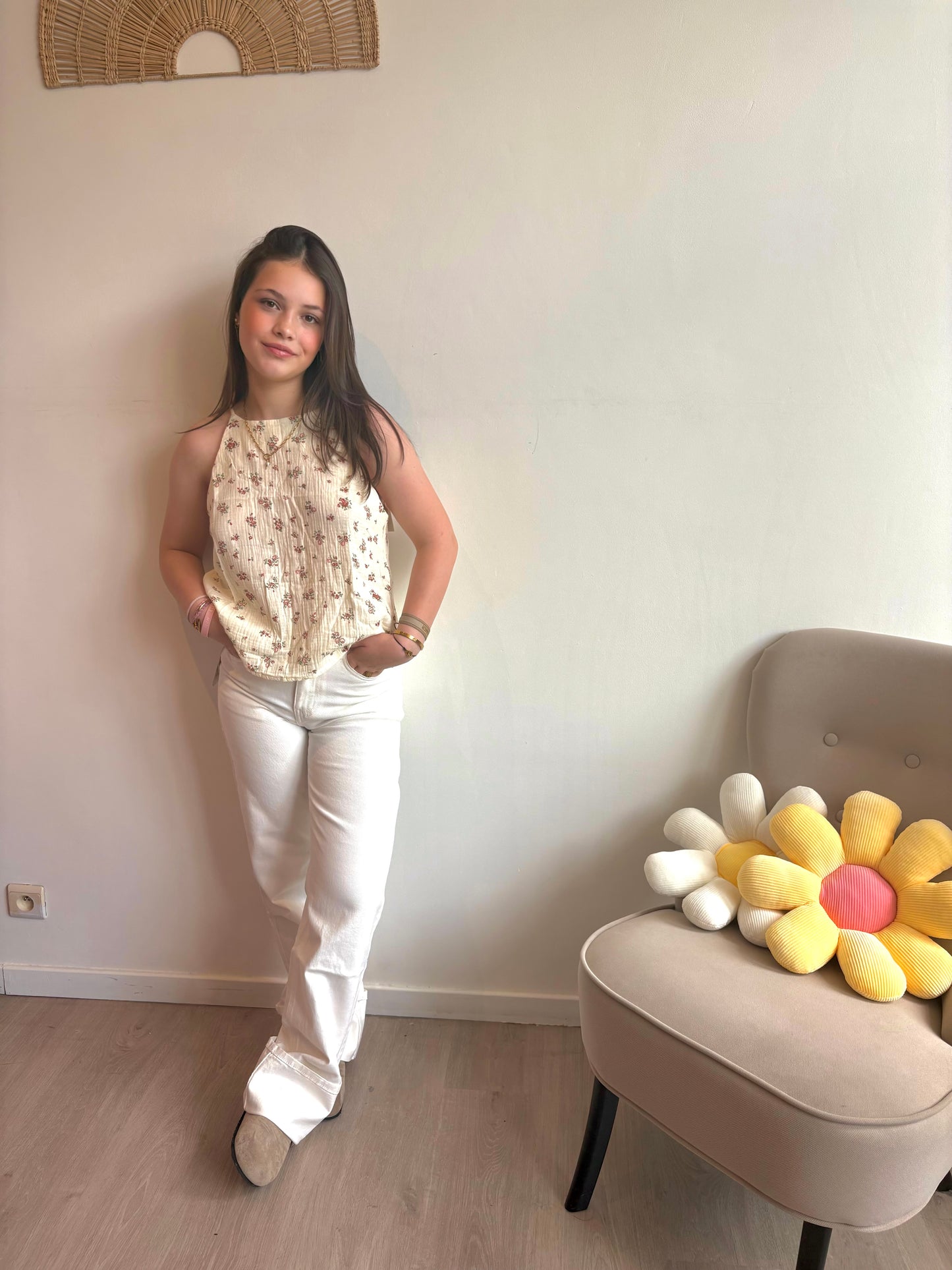 Jeans beige droit