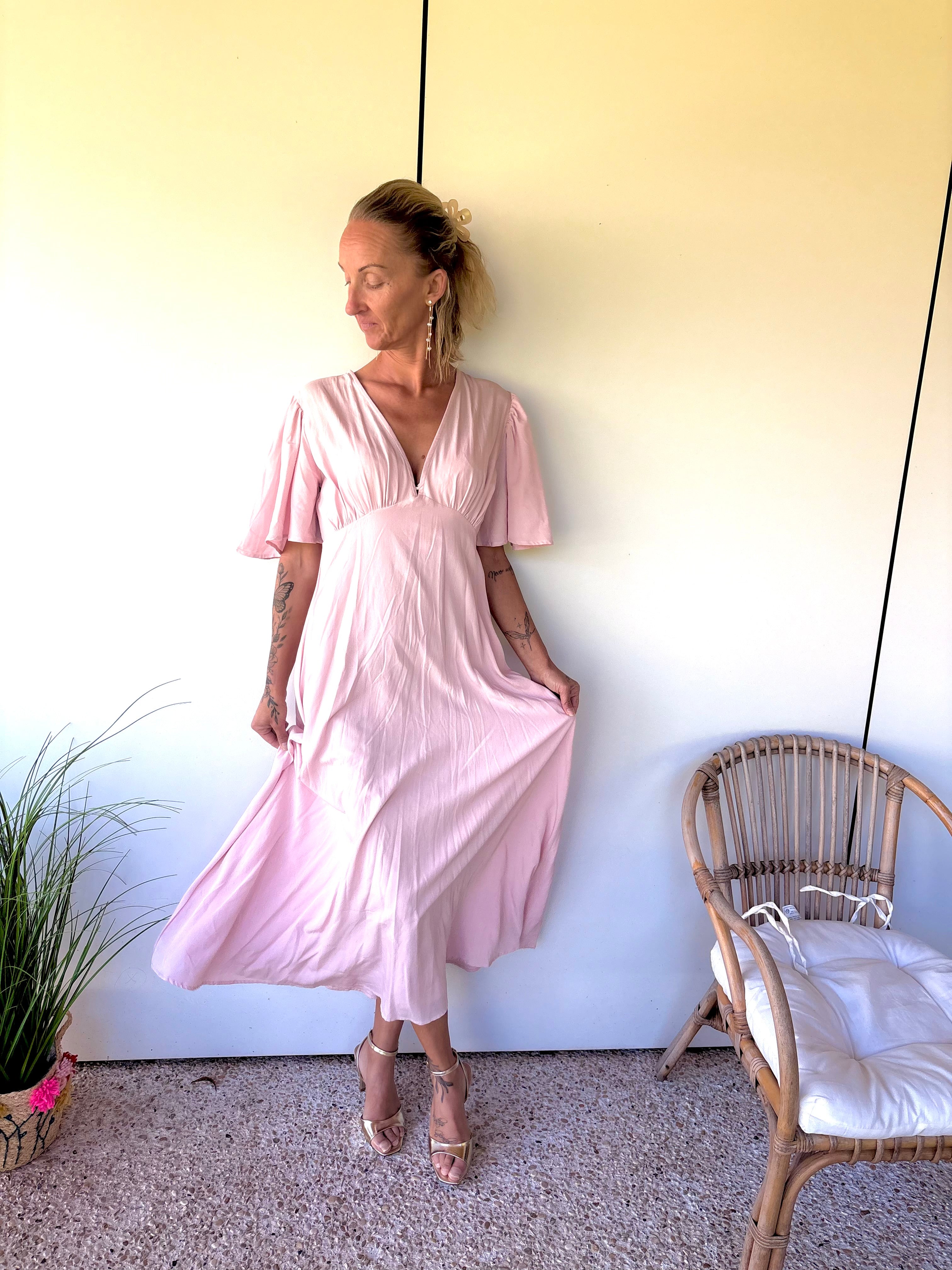 Robe longe fluide col V