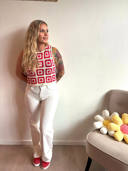 Jeans beige droit
