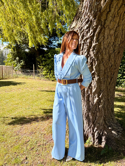 Combinaison bleu col tailleur