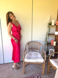 Robe fushia satinée