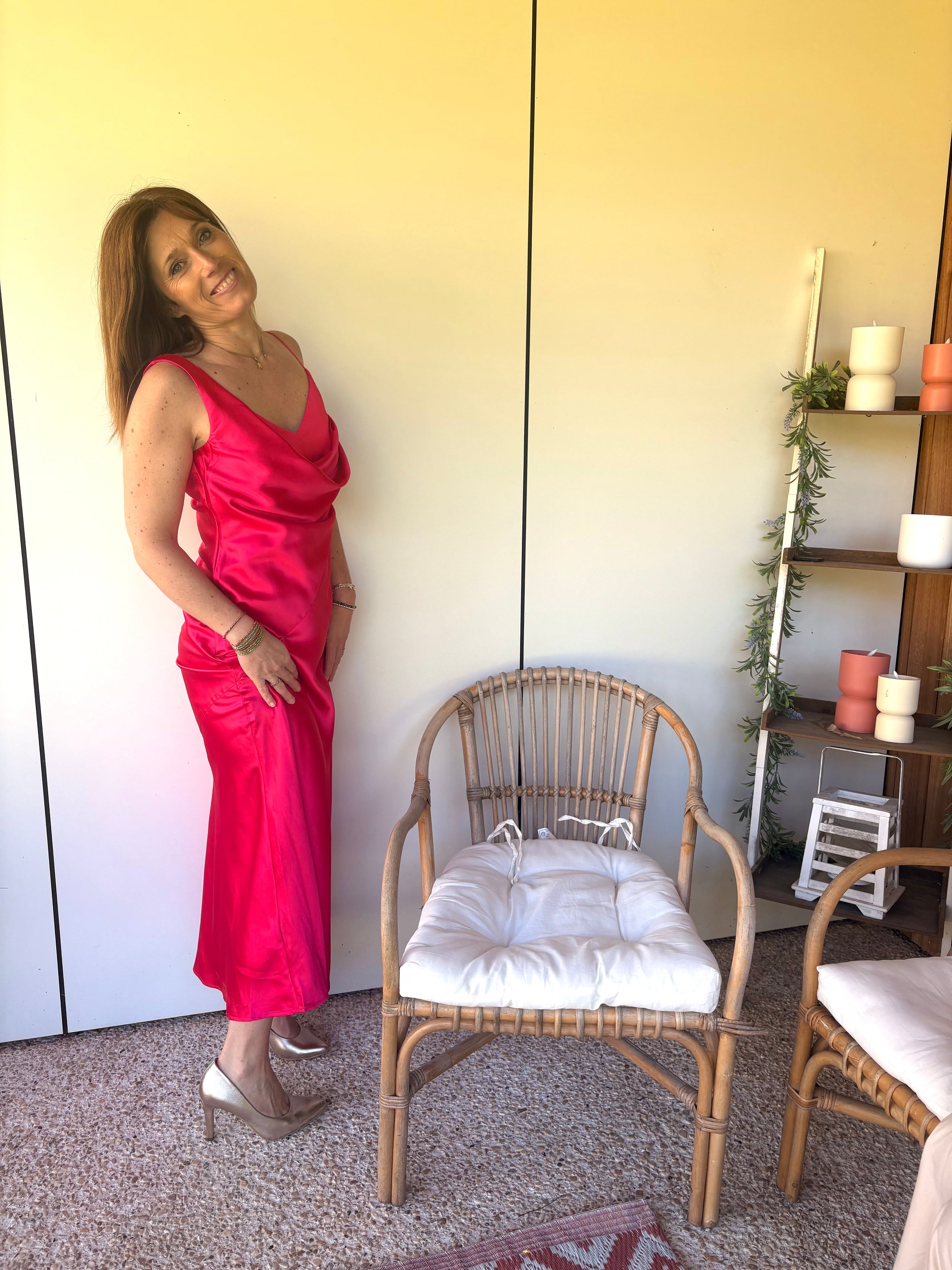 Robe fushia satinée