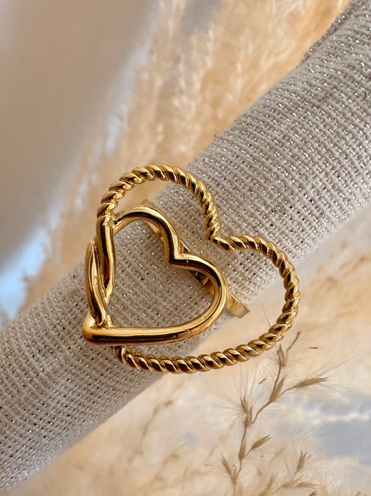Bague double cœur